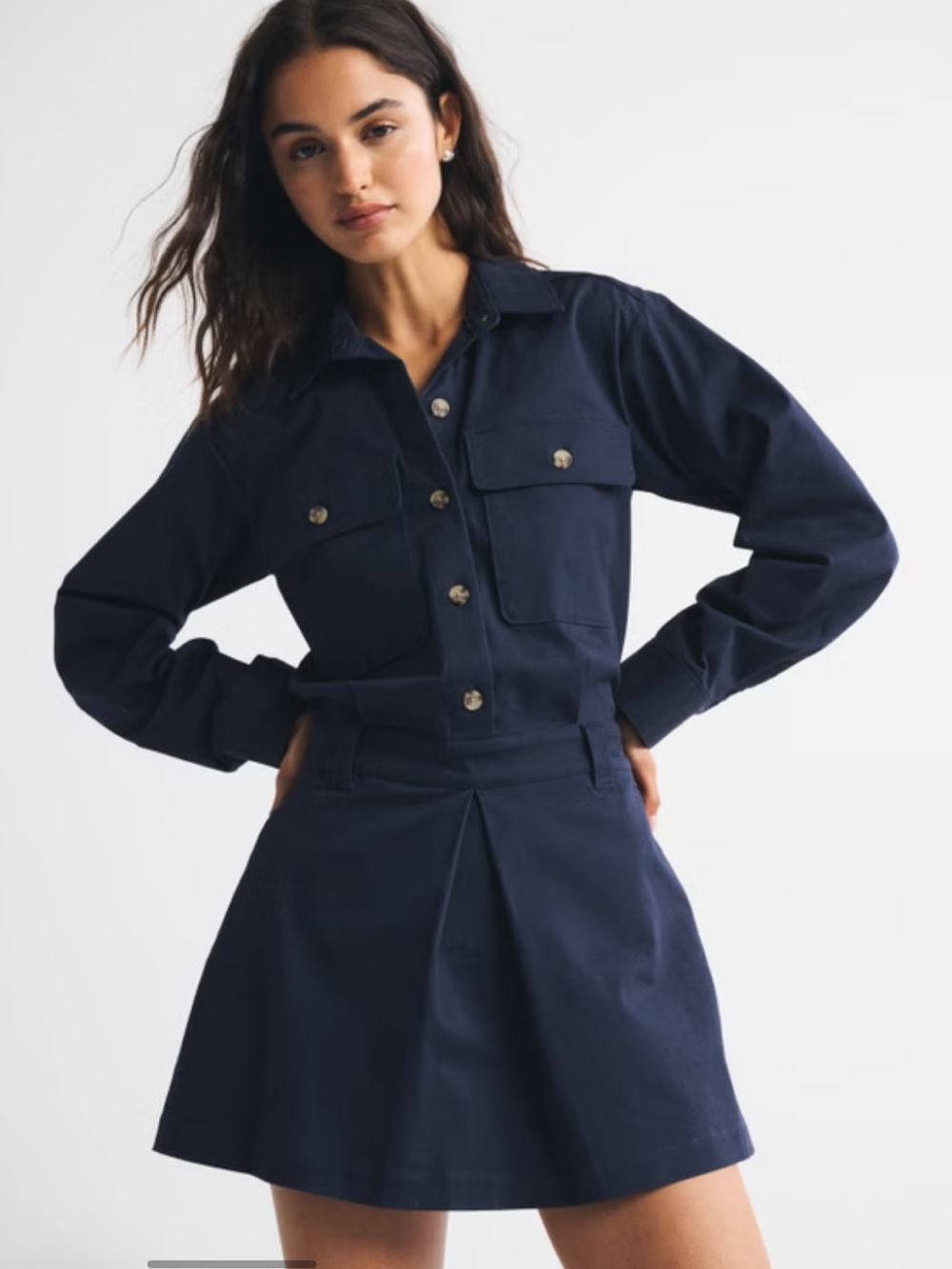 Abercrombie & Fitch Utility Skort Dress in Dark Indigo - Picture 2 of 7
